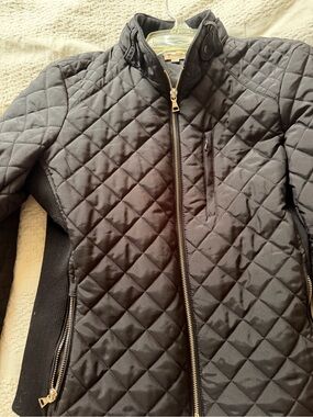 Daniel Cremieux Black Quilted Jacket with Stand Collar
